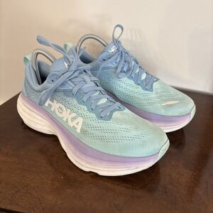 HOKA Women's Bondi 8 Wide Airy Blue Sunlit Ocean Size 9B Run Walk Gym Shoes